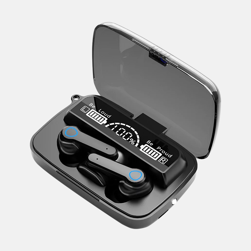Беспроводные наушники M19 с микрофоном и док станцией-кейсом с PowerBank
