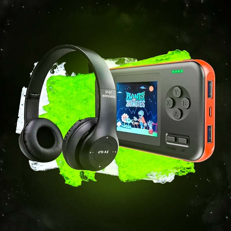 Повербанк G-416 со встроенной игровой приставкой + Беспроводные Bluetooth наушники P47