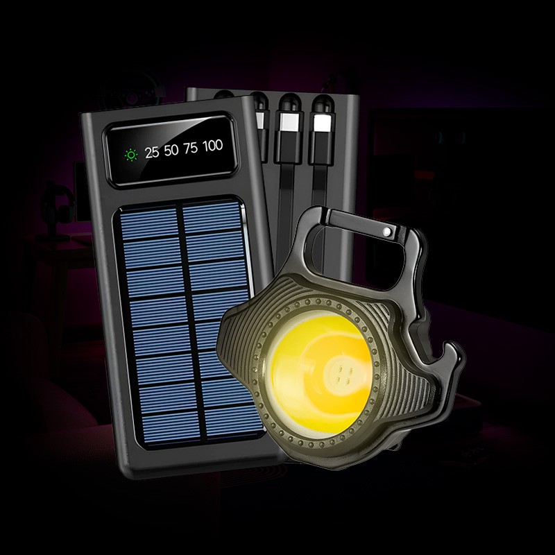 Повербанк с LED фонарем на солнечной батарее + Аккумуляторный мини фонарик LED с Type-C
