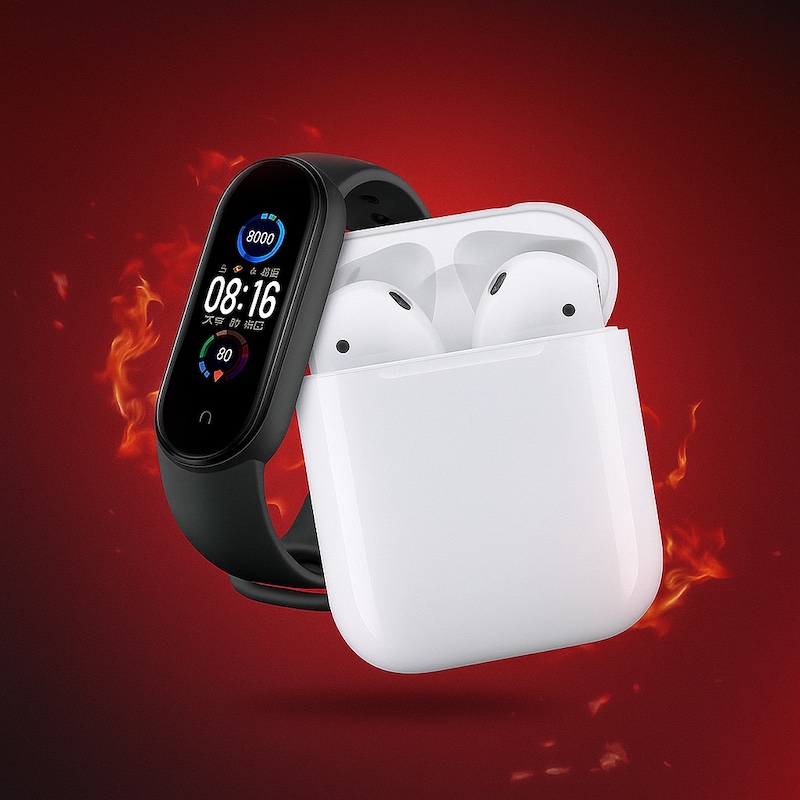 Беспроводные наушники Air Neo + Фитнес браслет М6