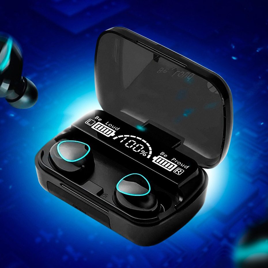 Беспроводные наушники M10 с микрофоном и док станцией-кейсом с PowerBank