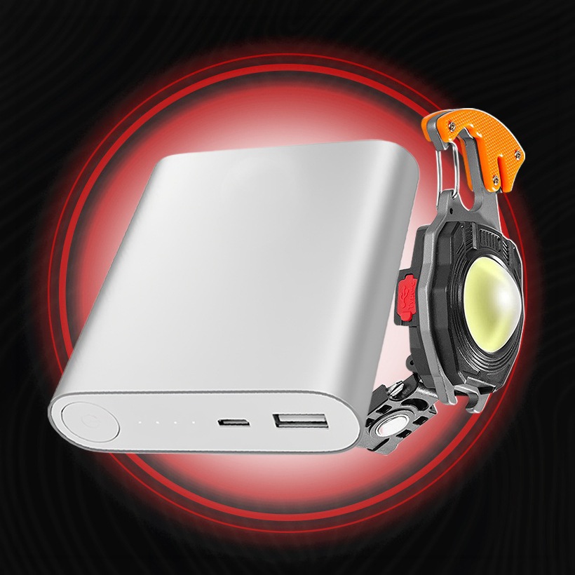 Повербанк 10400 mAh с быстрой зарядкой + LED фонарик W5147 мультитул