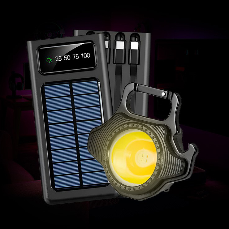 Повербанк с LED фонарем на солнечной батарее + Аккумуляторный мини фонарик LED с Type-C