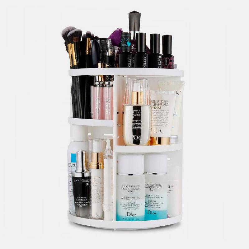 Вращающийся органайзер для косметики + Зеркало с подсветкой для макияжа