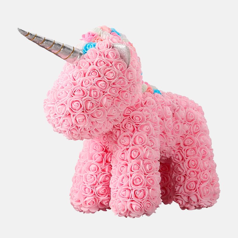 Единорог из роз 3D Flower Unicorn в подарочной упаковке