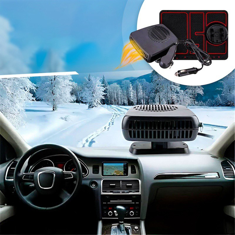 Автомобильный керамический обогреватель салона от прикуривателя + Липкий коврик в авто